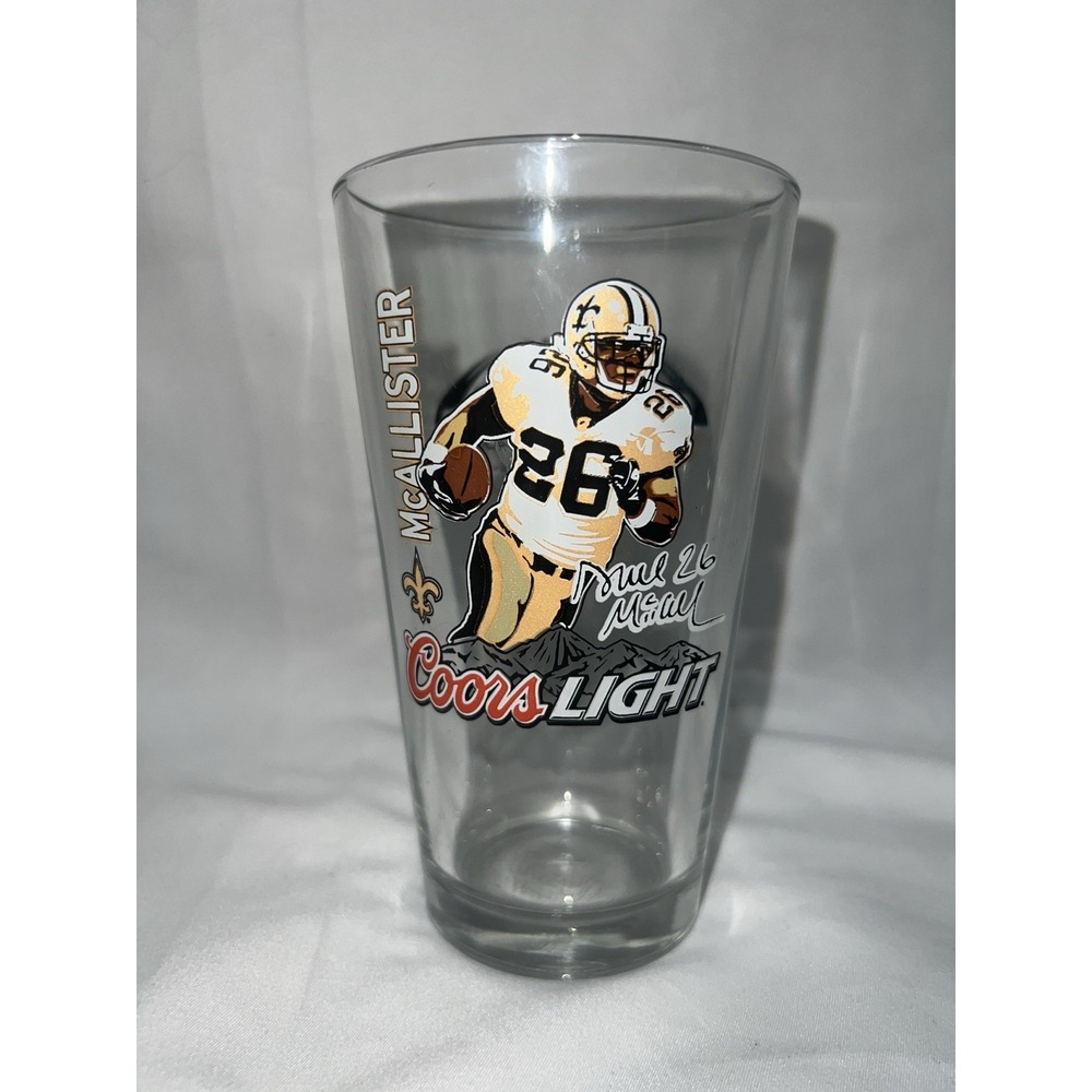 Coors Light New Orleans Saints Deuce McAllister "26" Pint Glass Collectible NFL